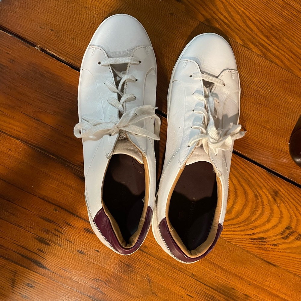 B.Magli Handmade Sneakers Worn Once as New Calfskin in/out Burgundy trim$345.00!